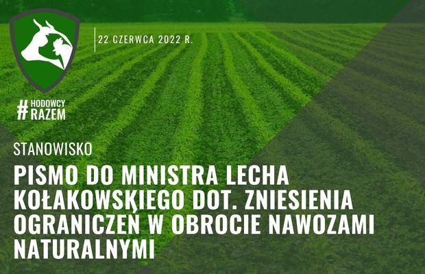Pismo do Ministra Lecha Kołakowskiego dot. zniesienia ograniczeń w obrocie nawozami naturalnymi