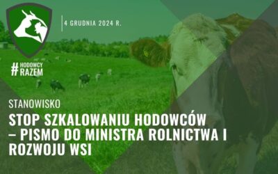 Stop szkalowaniu hodowców – pismo do Ministra Rolnictwa i Rozwoju Wsi