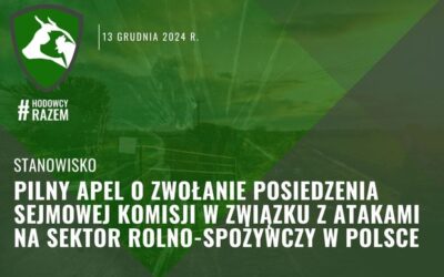 Apel do Przewodniczącego Sejmowej Komisji Rolnictwa i Rozwoju Wsi ws zwołania posiedzenia komisji sejmowej